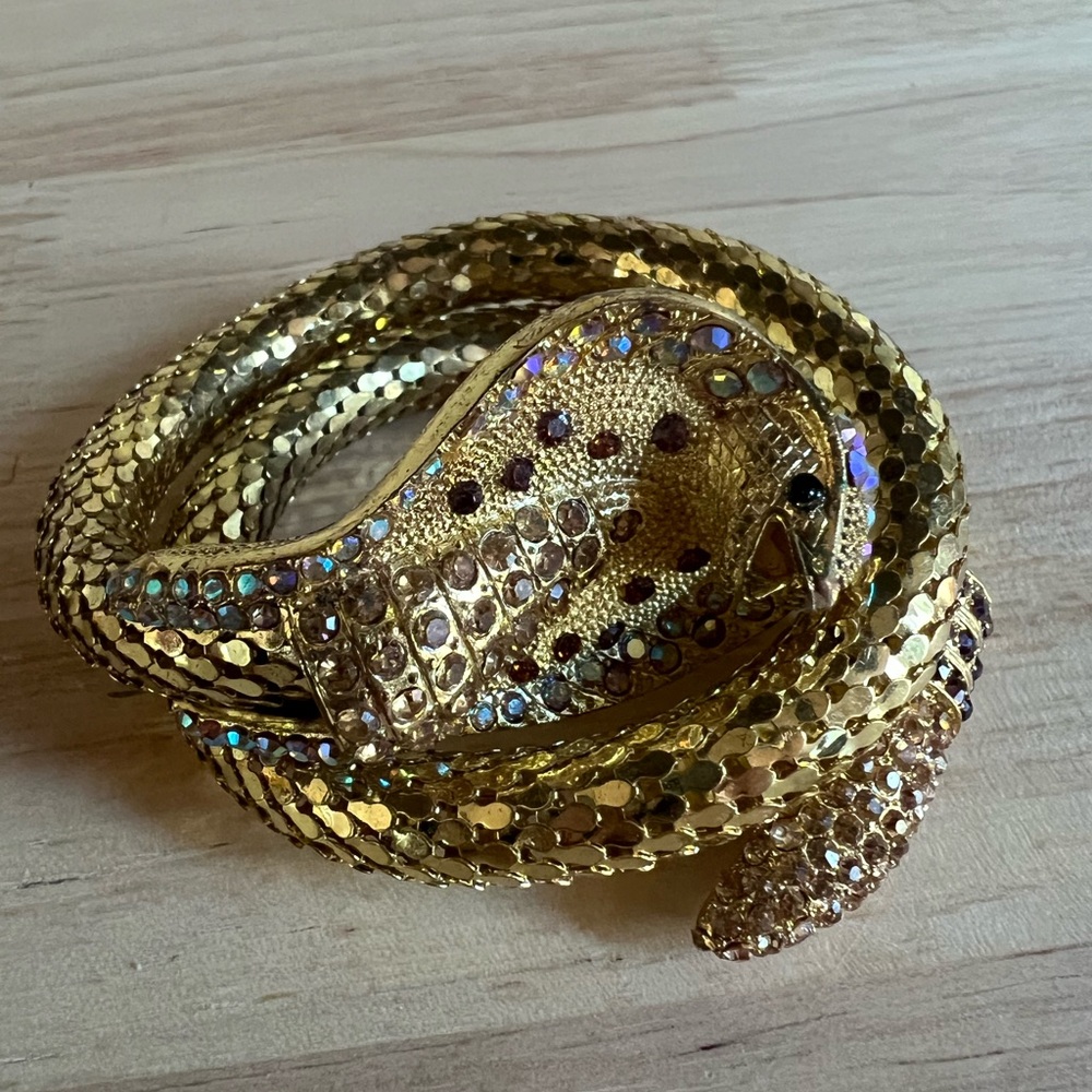 Gold Sparkly Cobra Wrap Bracelet